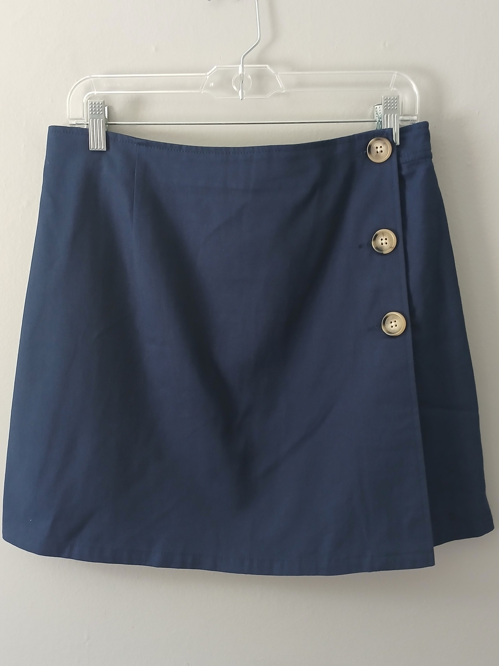 ModCloth Women's Size 10 Grammer Glam Faux‎ Wrap Blue Mini Skirt 100% Cotton
